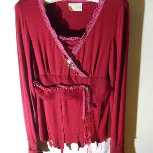 Red Embellished Top